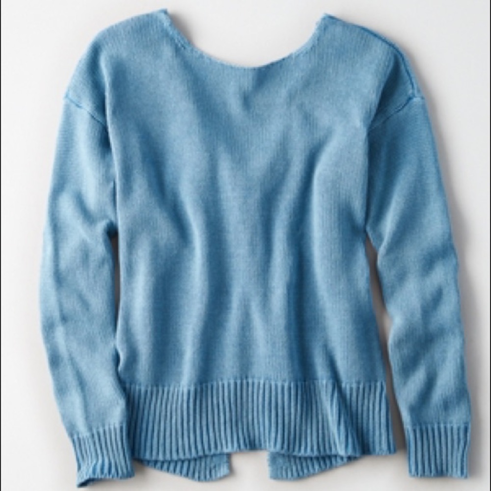 AE Acid Washed Twist Back Pullover Sweater